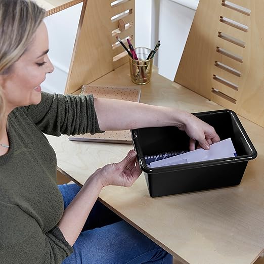 ECR4Kids Scoop Front Storage Bins Multipurpose Organization Black 10-Piece