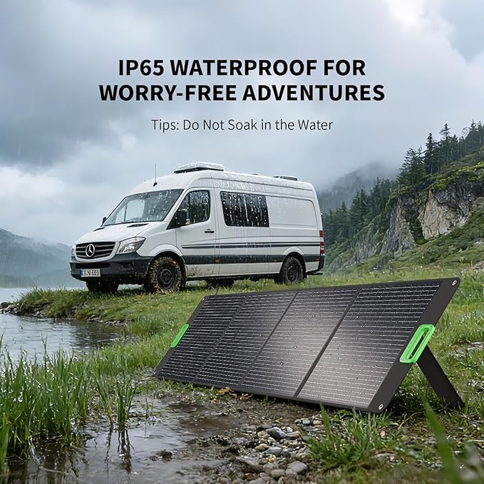 200W Portable Solar Panel for Power Station Foldable Solar Charger w/ 4 Kickstands IP65 Waterproof Solar Panel Kit w/DC XT60 Anderson Aviation Output for Outdoor RV Camper Blackout