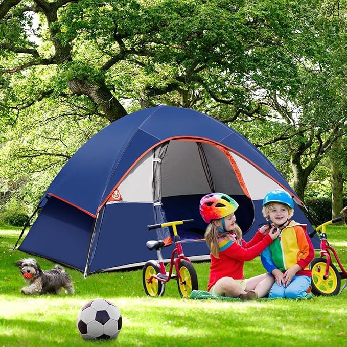 Camping Tent 2-4 Person Waterproof Windproof Tent with Rainfly Easy Set up-Portable Dome Tents for Camping…
