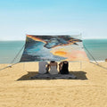 ALAZA Wolf Sunset Beach Tent Sun Shelter UPF50+ Protection Beach Shade Canopy w/ 4 Sandbags for Outdoor Camping Fishing Backyard Fun Picnic 10x9 ft