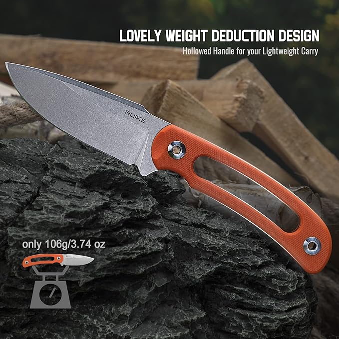 Ruike Survival Hunting EDC Fixed Blade Knife With SheathSmall Lightweight14c28n Full-Tang Bushcraft BowieTactical Camping Gear For MenDefense Top Horizontal Stainless SteelCarry Kydex Blet F815