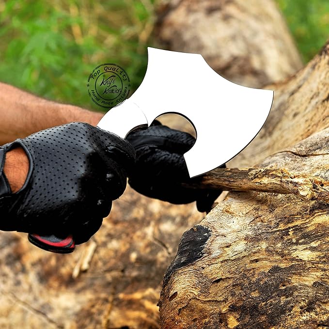 Handmade Stainless Steel Camping Hatchet Axe Hunting Knife 10.50 Full Tang Small Axe Camp Hatchet with Leather Sheath Survival Hatchet Tomahawk Axe for Outdoor Bushcraft Hiking KKH-43