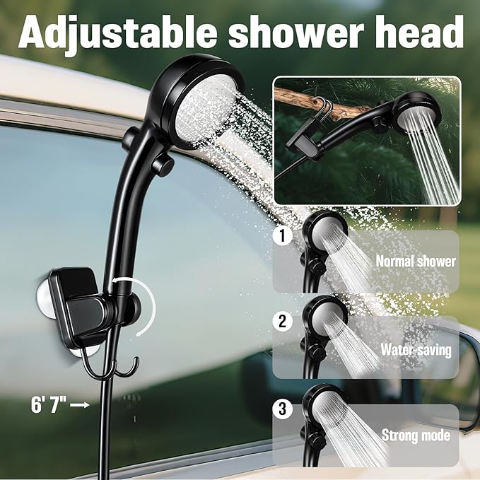 Portable Camping Shower 6000mAh Rechargeable Shower Pump Large Capacity Foldable Bucket 6' 7 Filtered Shower Head Summer Beach Outdoor Camp Showering Hiking Pet Bath RV Car Wash Water Plant