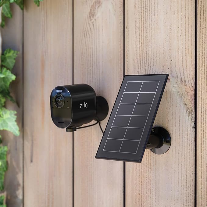 Arlo Solar Panel Charger (2021 Released) - Certified Accessory - Works with Arlo Pro 5S 2K Pro 4 Pro 3 Floodlight Ultra 2 and Ultra Cameras Weather Resistant Easy Install Black - VMA5600B