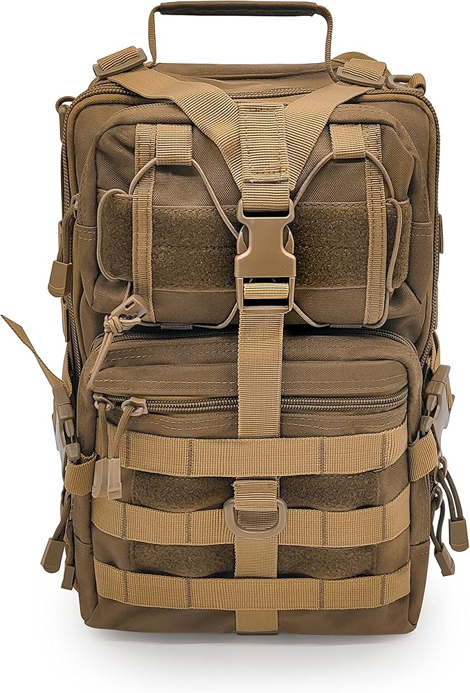 Silfrae Tactical Sling Bag Military Single Shoulder Backpack Chest Bag Range Bags (Sand)