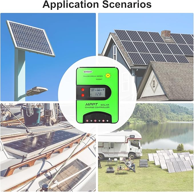MPPT Solar Charge Controller 20A 12V/24V Built-in WiFi Adapter APP Monitor Parameter Adjustable LCD Display Solar Panel Charger Regulator for Gel Sealed Flooded Lifepo4