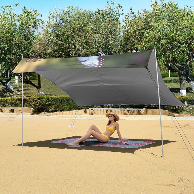 ALAZA Lavender Butterflies Garden Beach Tent Sun Shelter Portable Canopy Sunshade for Outdoor Camping Picnics Backyard Fun 10x9 ft