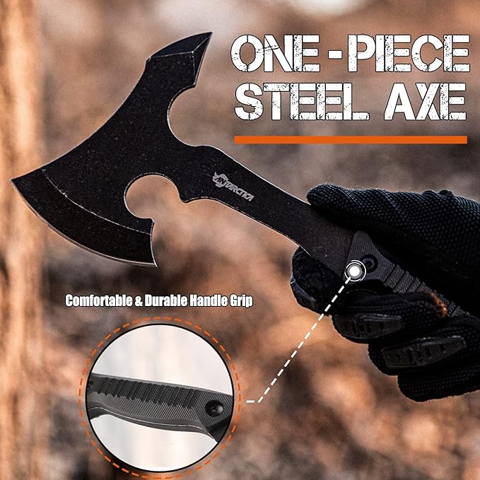 ANTARCTICA Throwing Axe Knife Set (Black) and ANTARCTICA Throwing Axes and Throwing Knives with Whetstone Set (Red) Bundle