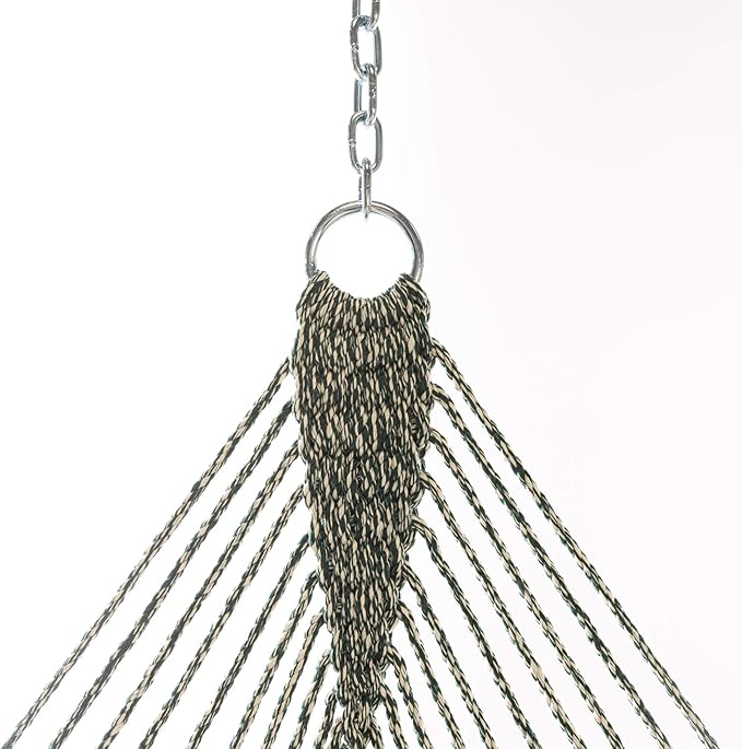 Hatteras Hammocks Small Green Oatmeal Heirloom Tweed DuraCord Rope Hammock – 11 ft. x 45 in. 450 lb Capacity Cumaru Spreader Bar Zinc-Plated Hardware Handcrafted in The USA