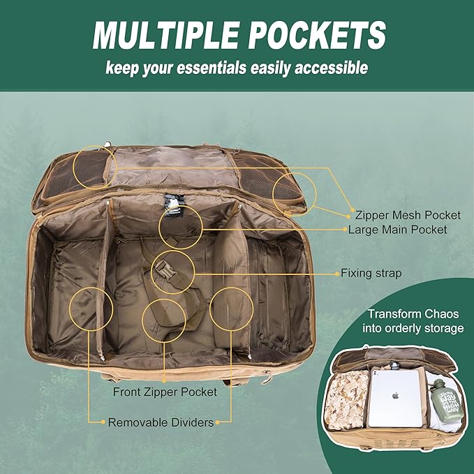 Gym Bag Duffle Bags Backpack Travel Duffle Bag with Weekend Overnight Bag for Outdoor Tactical Sports Travel Camping Hunting