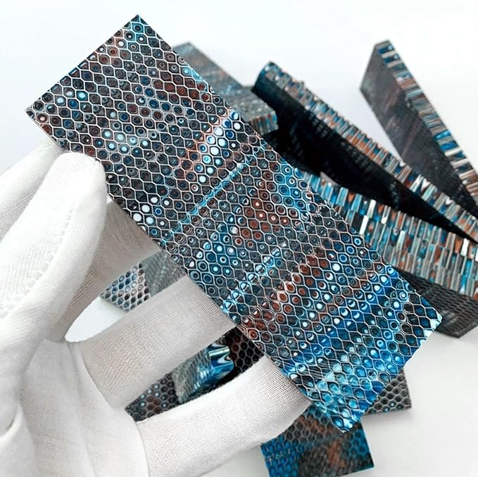 Knife Handle Patch Material Honeycomb Structure Texture DIY Handmade Carving DecorationBest Scales Blanks For Beginners(2pcs12x4x3cm)
