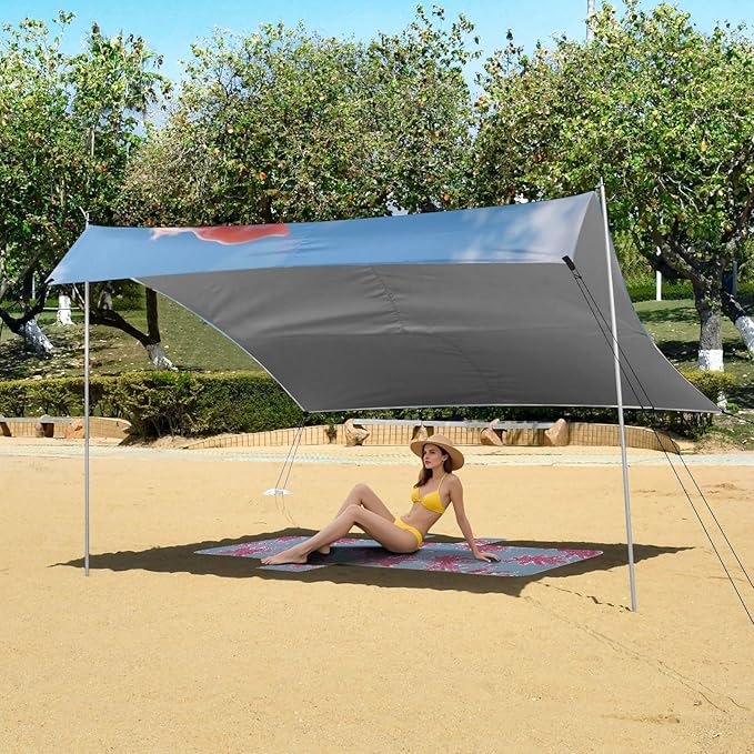 ALAZA Three Funny Sky Flying Piggies 3D Illustrat Beach Tent Sun Shelter Portable Canopy Sunshade for Outdoor Camping Picnics Backyard Fun 10x9 ft
