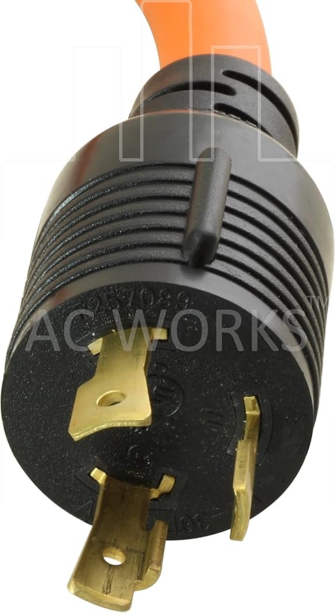 AC WORKS Generator to Transfer Switch L14-30 Inlet Box Adapter (L5-30 30Amp 3-Prong to L14-30-Flexible)