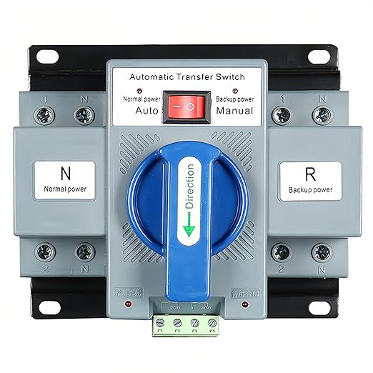 JONAS C AC220V 63A 2P Automatic Transfer Switch Solar Mini ATS Generator Dual Power Changeover Switch 50Hz/60Hz Auto Dual Power Switch for Rv Lv Power