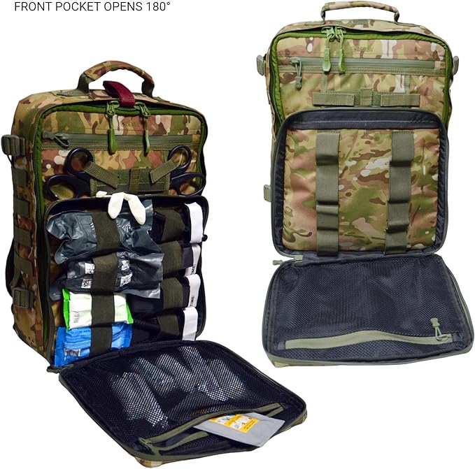 20L DERBY Tactical Medical Backpack – Camouflage First Aid Kit Bag with MOLLE Waterproof Zippers Removable Organizers OCP Field-Ready Design