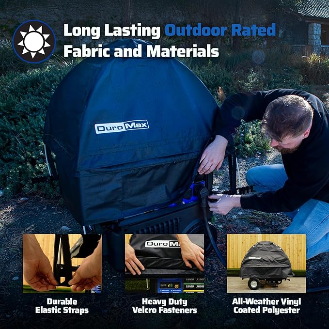 DuroMax DMX-GTV Inverter Generator Running Cover – Weatherproof Vinyl Canopy for Inverter Generators Fire- &amp Wind-Resistant Universal Fit Protection