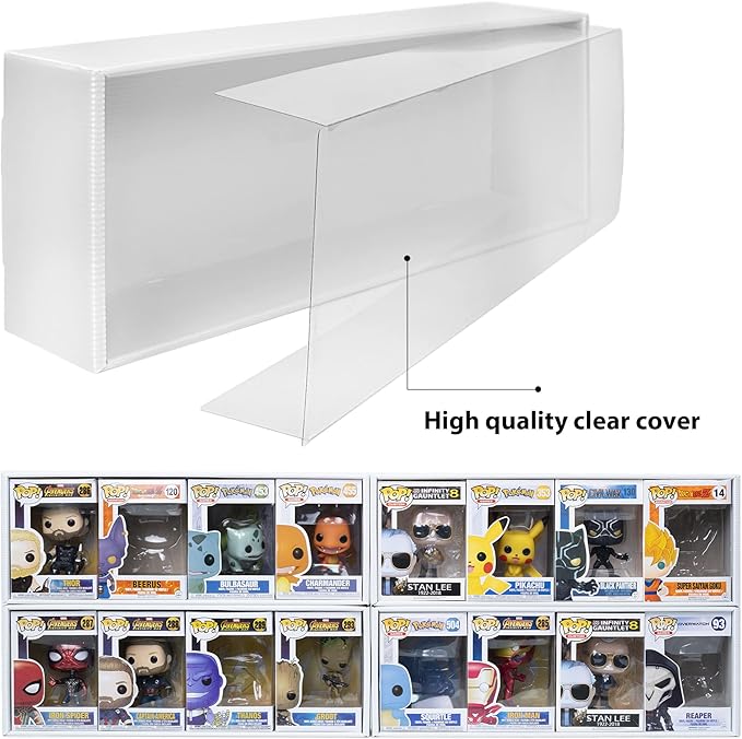 4X4 Version Display Case Compatible with Fnko Pop Boxes Stackable 4 Single Row with Transparent Cover to Protect Your Collection Against Dust (Holds 16 Pops)