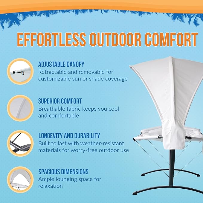Sea Breeze Luxury Steel Frame Lounger with Canopy - Champagne
