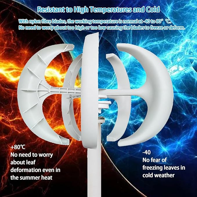 16000W Wind Turbines Generator5 Blades 12V/24V/48V Vertical Axis Wind Turbines Generator Kit3 Phase AC Permanent Magnet Generator Kit for Home Hybrids Streetlight Use(White48V)