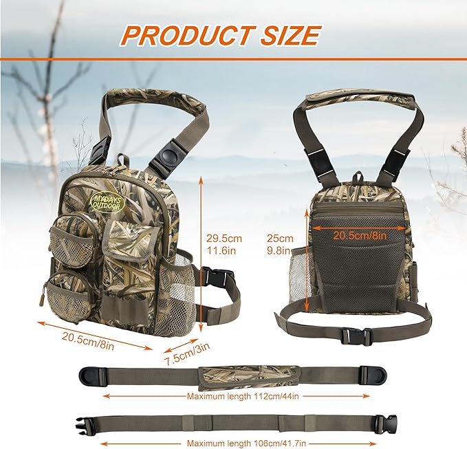 Tactical Shoulder BagHunting Chest RigFly Fishing Chest PackOutdoor Military Sling BagSports Chest PackHunting Binocular PackLightweight Carry Pouch