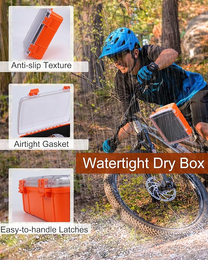 Dry Box for Boat Floating Waterproof Containers for Kayaking &amp Boating - Crushproof Waterproof Storage Case for Phones Drybox with Rope &amp Steel Hinges