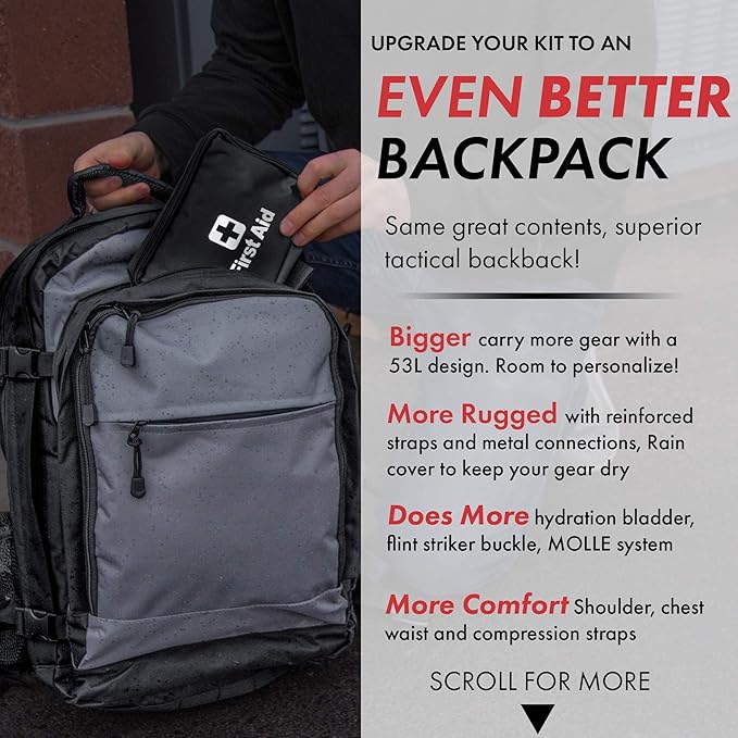 Emergency Zone Stealth Tactical 53L Backpack with 2L Hydration Bladder and Waterproof Cover