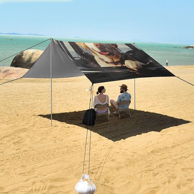 ALAZA Labrador Car Balloons Beach Tent Sun Shelter Portable Canopy Sunshade for Outdoor Camping Picnics Backyard Fun 10x9 ft