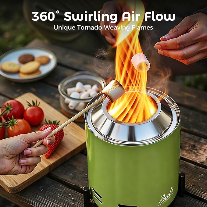 BALI OUTDOORS 6.5 inch Tabletop Fire Pit Round Stainless Steel Table Top Firepit Small Outdoor Smokeless Firepit Portable Green
