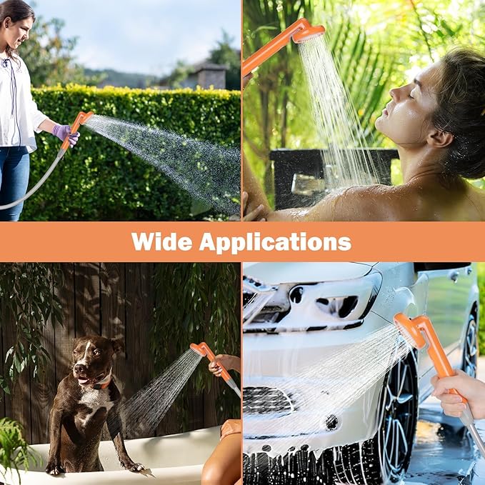 Cosy Life Portable Shower for Camping Rechargeable Camping Shower Pump with 5 Gallons Collapsible Bucket &amp LED Light Electric Outdoor Camp Shower Portable Shower Pump Camping Hiking (5.9 ft Hose
