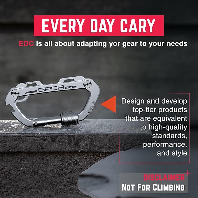 GPCA Carabiner Multitool - Carabiner Heavy Duty Key Clip for Keys Bottle Opener Screwdriver Box Cutter Ruler Keychain Clip Keychain Organizer EDC Gear for Camping &amp Hiking - Gifts for Men