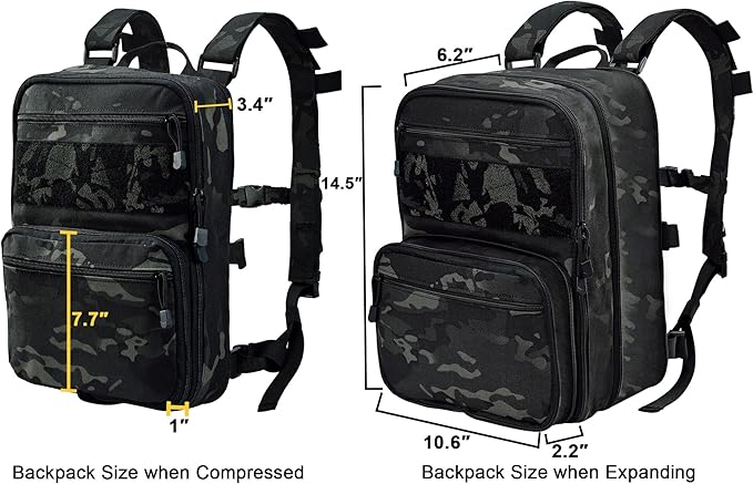 Tactical Expandable Flatpack Chest Rig Backpack MOLLE Assault Pack Hydration Pack for PC Vest (BCP)