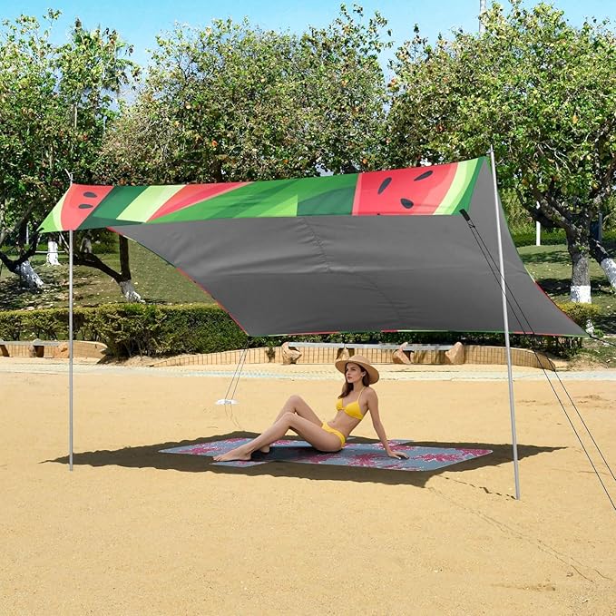 ALAZA Watermelon Slices Summer Beach Tent Sun Shelter Portable Canopy Sunshade for Outdoor Camping Picnics Backyard Fun 10x9 ft