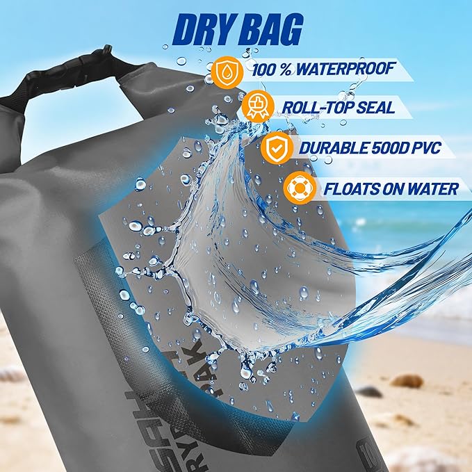 Waterproof Dry Bag 5L/10L/20L/30L/40L Roll Top Lightweight Storage Backpack with Phone Case for Women &amp Men Floating Waterproof Sack for Travel Swimming Kayaking Paddle Board Camping &amp B