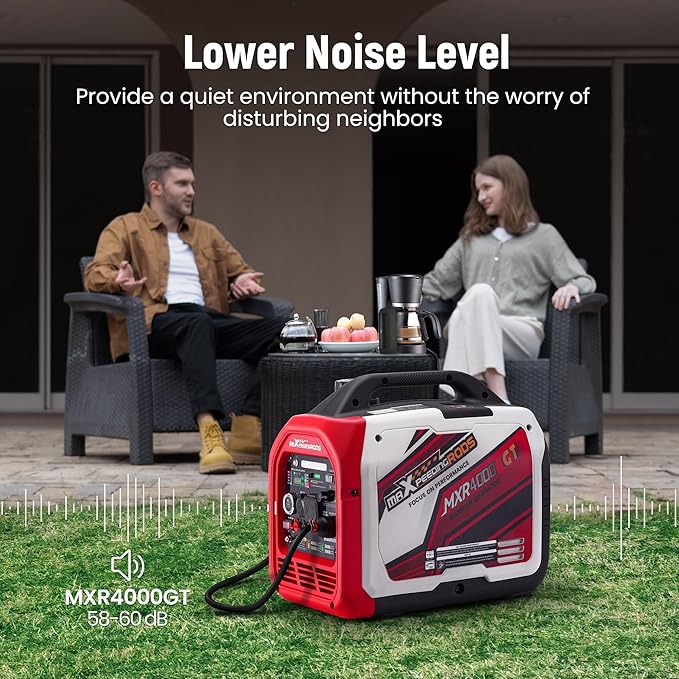 maXpeedingrods 4000 Watt Dual Fuel Inverter Generator with Bluetooth® Control Start and Display RV Ready Electric Start Quiet for Outdoor Camping Home Backup GardenPGMA Compliant