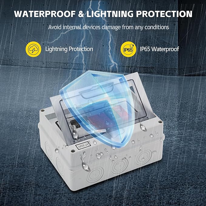 VOU 600V Solar DC PV Combiner Box for Solar Panel1 String with Lightning Arrester Connector for On/Off Grid Solar Panel System1 Input 1 Out 15A Rated Current Fuse63A Circuit BreakerWaterproof