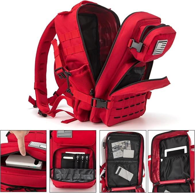 QT&ampQY 25L/45L Military Tactical Backpack For Men Molle Daypack 3 Day Bug Out Bag Hiking Rucksack With Bottle Holder