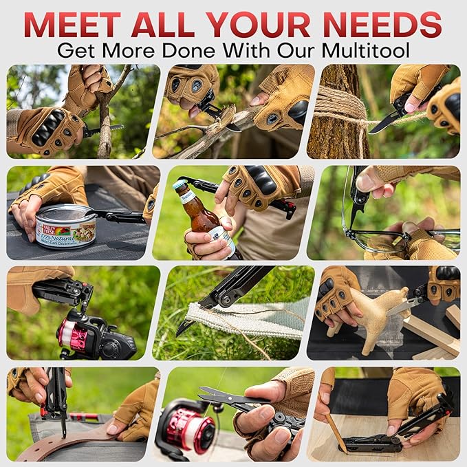 WETOLS Multitool with Pocket Knife 27-in-1 Stainless Steel Needle Nose Pliers with Screwdrivers Self-locking Multi tool EDC Gear with Sheath Ideal for Survival Outdoor Camping