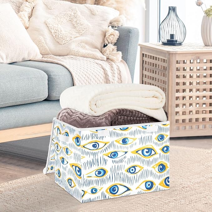 AIXIWAWA Lidded Storage Cube (Eyes Pattern) Fabric Foldable Closet Bins with Flip Lid and Handles Organizer Basket Container 16.5 x 12.6 x 11.8 IN