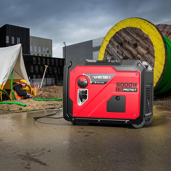 AMERISUN 5000 Watt Portable Inverter Generator with CO Protection Gas Generator for Home Use Camping RV Ready EPA Compliant 2025 Version
