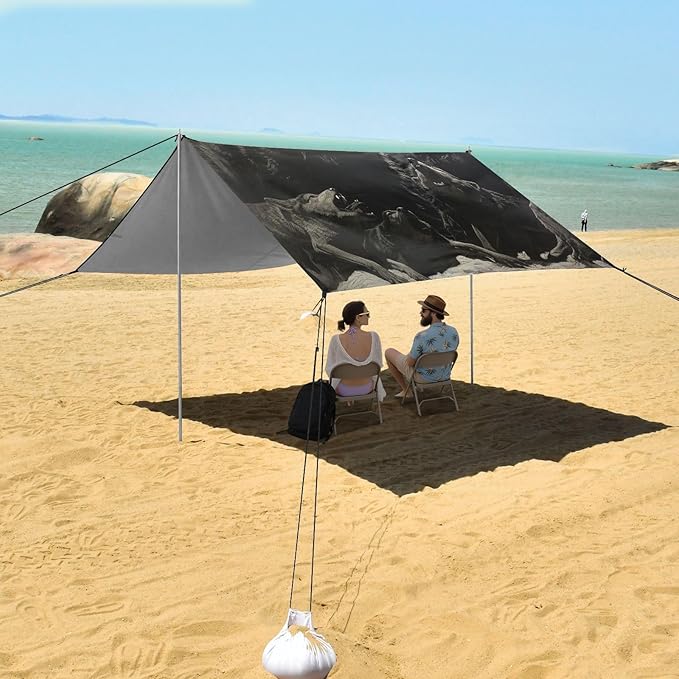 ALAZA Flock of Wolves at Night The Leader Howls to The Moon Beach Tent Sun Shelter Portable Canopy Sunshade for Outdoor Camping Picnics Backyard Fun 10x9 ft