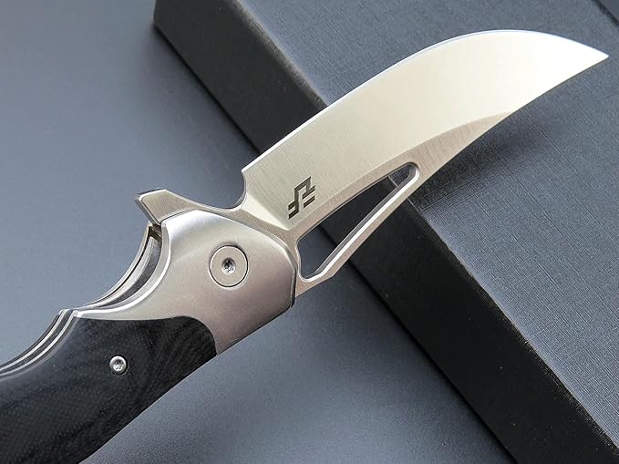 Eafengrow EF7 Folding Knife K110 Steel Blade G10&amp Stainless Steel Handle EDC Tool Knives for Outdoor Working Camping Hiking(black)
