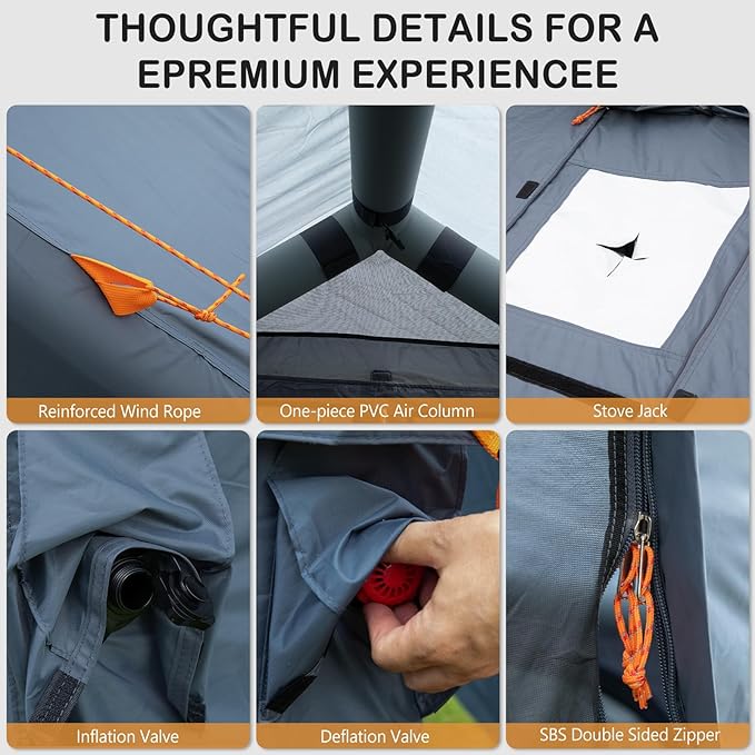 Inflatable Tents for CampingEasy Blow Up Tent with Hand Pump4 Seasons Waterproof Air Inflatable Camping Tent House for Family Weekend Camping
