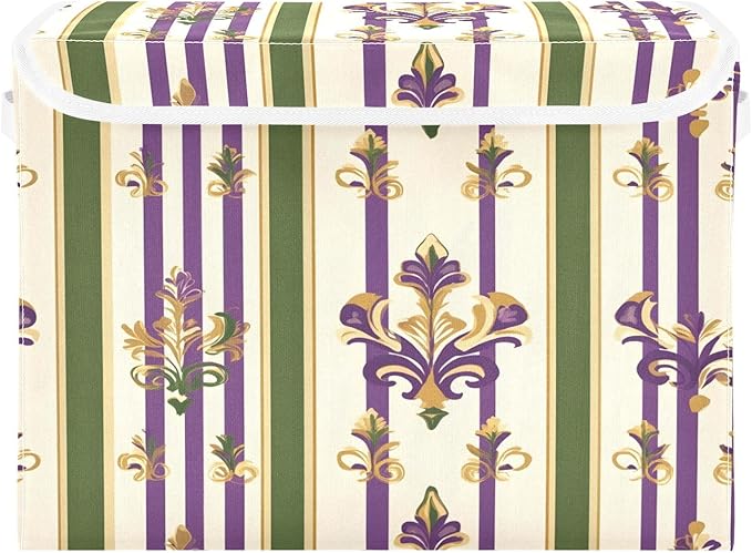 Carnival Stripes Background Fabric Storage Bins with Lids and HandleFoldable Storage Bins with LidsCloset Organizers for Clothes Storage Room Organization Office Storage Chest Organizer