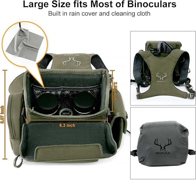 MOXULE Binocular Harness Chest Pack: Bino Case with Rangefinder Pocket for Hunting Birdwatching and Hiking
