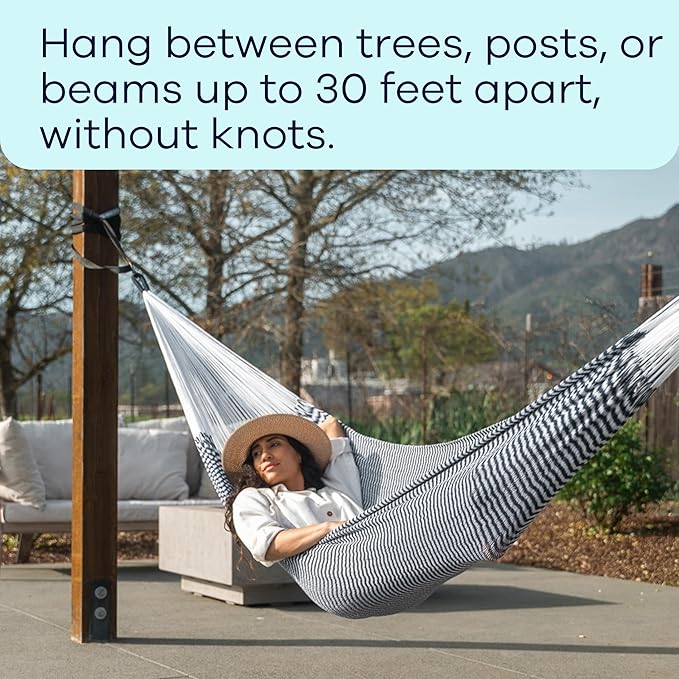 Go Anywhere Hammock Straps by Yellow Leaf Hammocks -Set of Two Nylon Straps Each 12 Feet Long 400lb Max - Easy to use Pre-Looped Tree Friendly Super Strong Color: Black