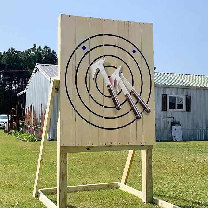 Throwing Axes 3 Pack Set 10.2 Throwing Axes and Tomahawks Full Tang Stainless Steel with Woodle Handle and Nylon Sheaths Perfect for Axe Throwing Game Competition and Recreation