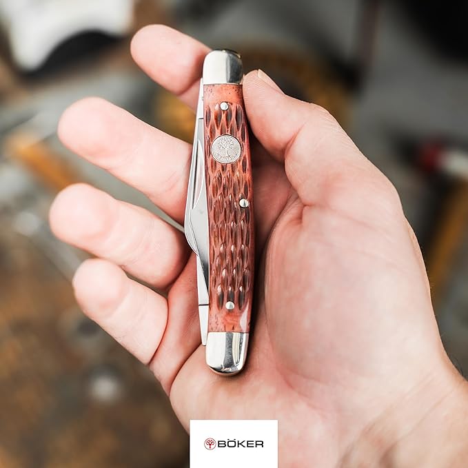 Boker Large Stockman 4 Inch Pocket Knife Jigged Brown Bone Traditional Series 2.0 Made in Germany