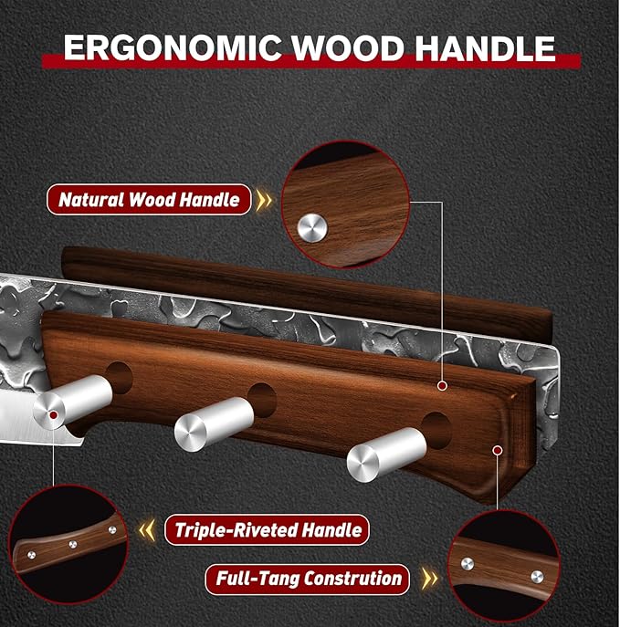 MDHAND Butcher Knife Set Hand Forged Butcher Chef Knife Set with Roll Bag Sharp Heavy Duty Bone Chopper Knives &amp Boning Knife for BBQ Outdoor Camping Meat Cleaver Tools Gifts for Men Women