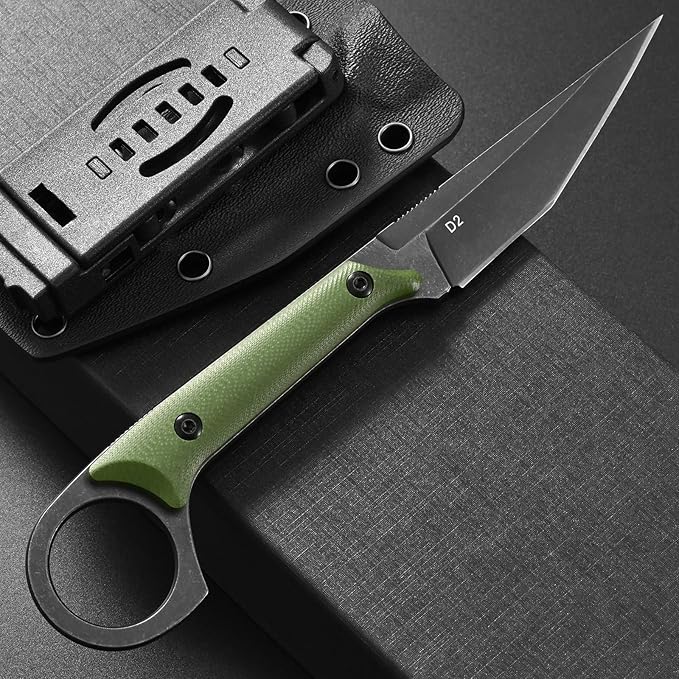 Ccanku C1140 Fixed Blade KnifeD2 Blade G10 Handle Claw Knife for Outdoor EDC Tool Survival Hiking Camping (Army Green)