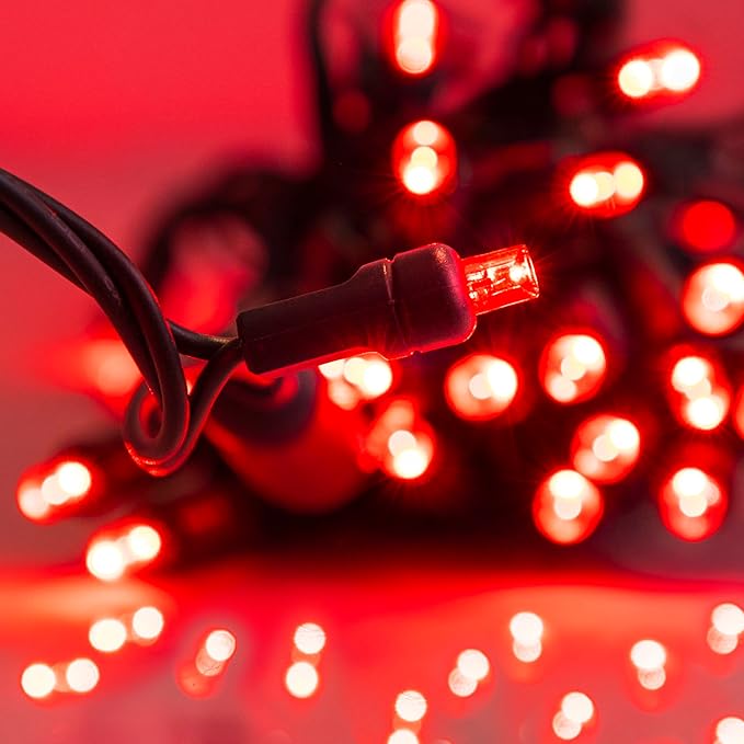 Pro Christmas LED Christmas Lights – 70 Count Wide Angle Conical String Lights – Professional Grade Indoor/Outdoor Commercial Holiday Light Set for Trees Bushes &amp Décor – Red